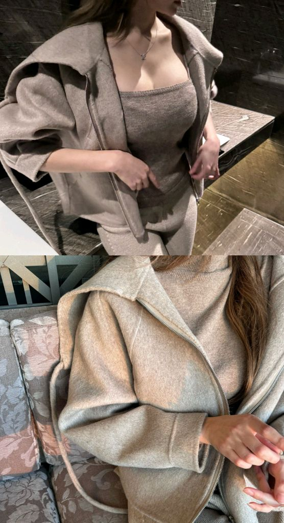 세일러 카라 집업 루즈핏 코트 (라멜로즈 블리스민)--3