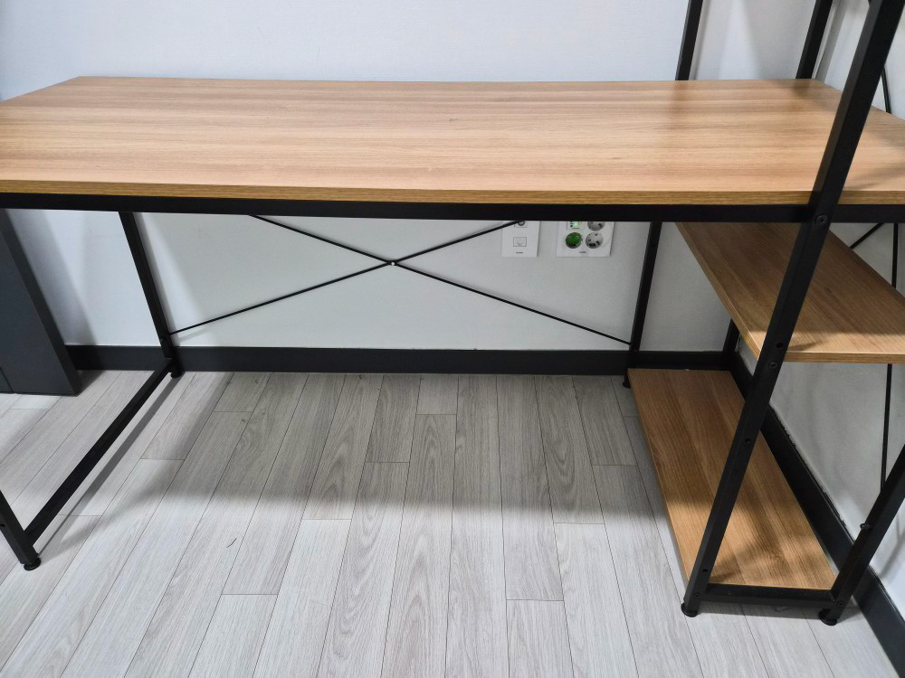 선반형 책상 우드&블랙--3