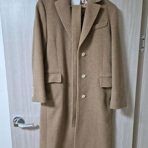 산드로 Sandro 여성 울 롱코트 벨트 벨티드 자켓 카멜