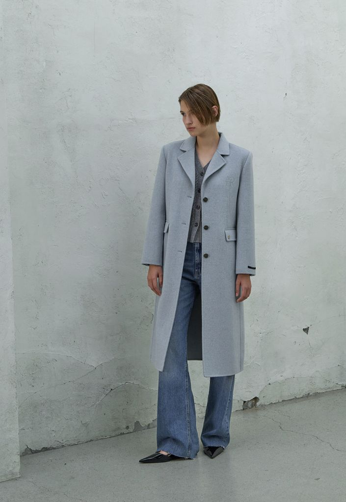 블랙 S)아뜰리에나인 울70 핸드메이드 코트--1