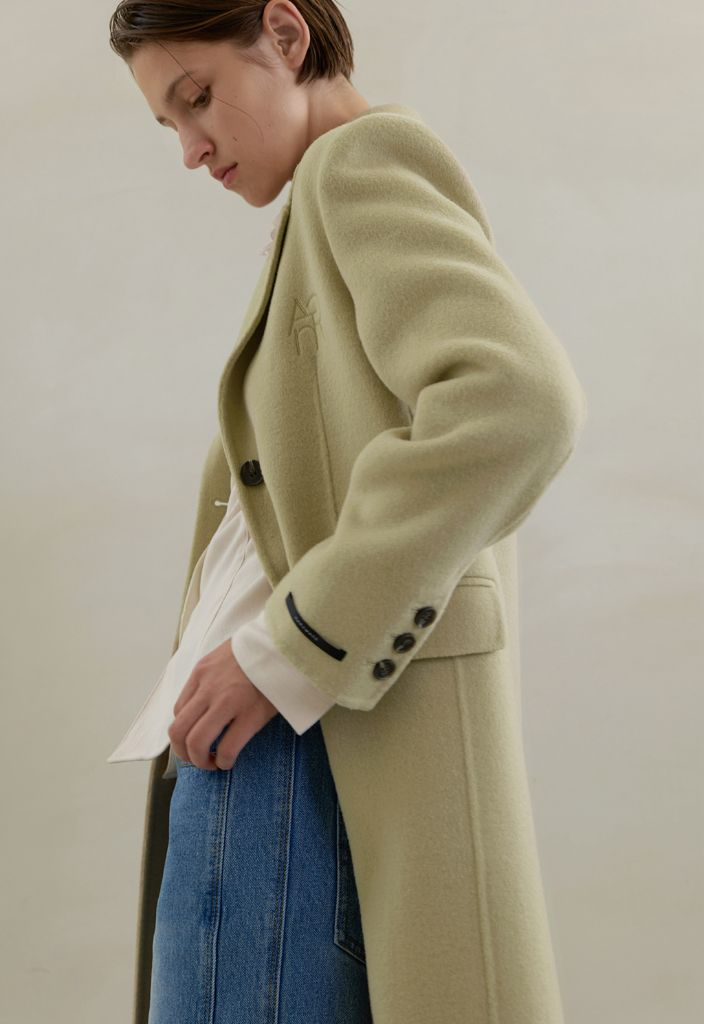 블랙 S)아뜰리에나인 울70 핸드메이드 코트--3