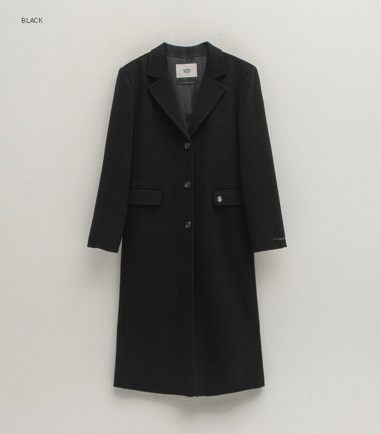 블랙 S)아뜰리에나인 울70 핸드메이드 코트--5