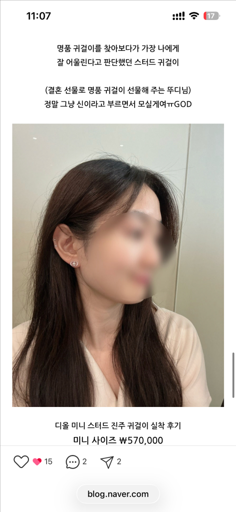 (풀박스 보증서o) 디올 Petit CD Jolie 스터드 귀걸이 실버 이미지