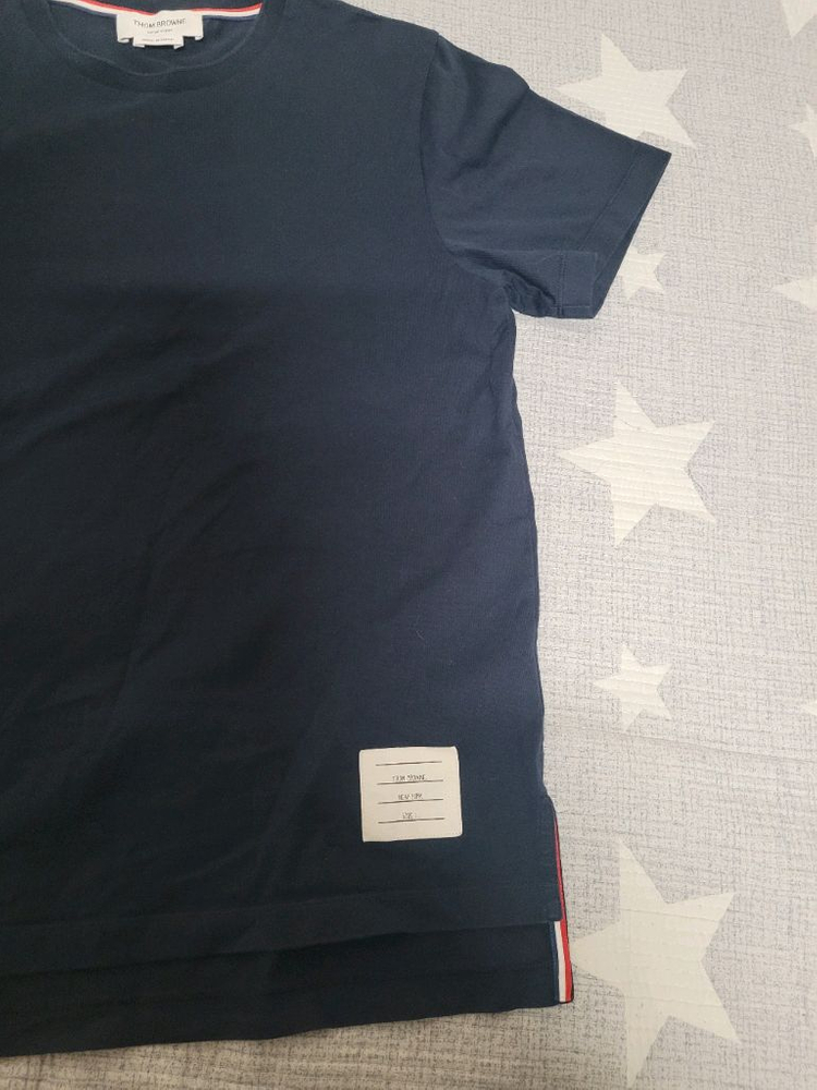 톰브라운 네이비 삼선 반팔 티셔츠--4
