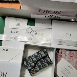 디올 오블리크 새들플랩 카드지갑