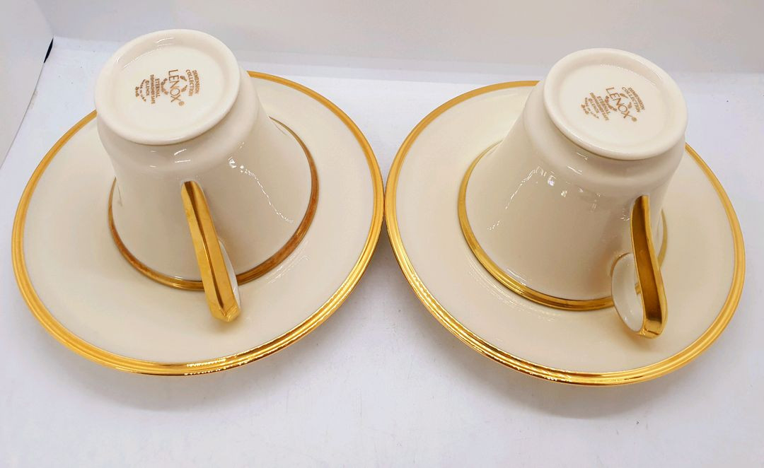 U.S.A레녹스이터널 24k골드림 찻잔 2조 일괄--4