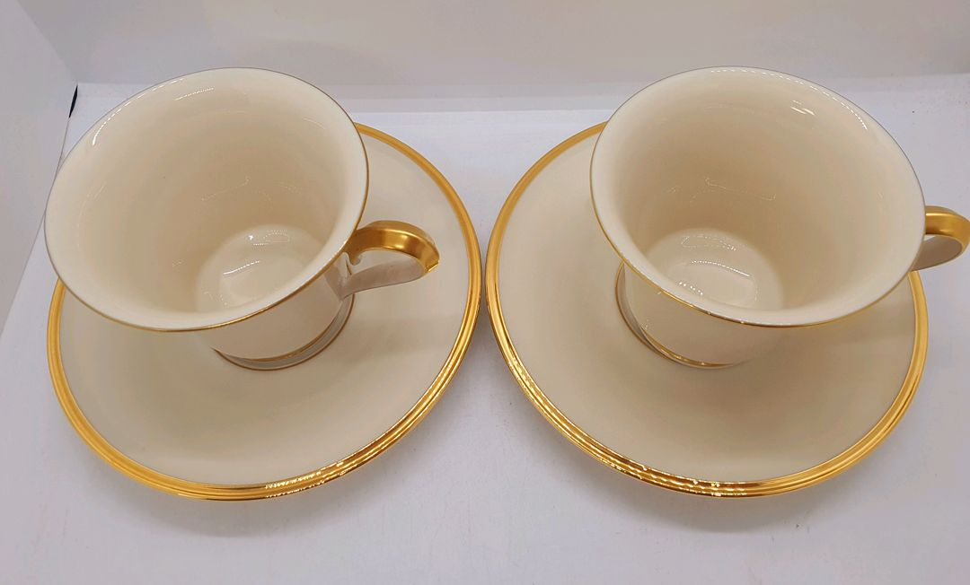 U.S.A레녹스이터널 24k골드림 찻잔 2조 일괄--2