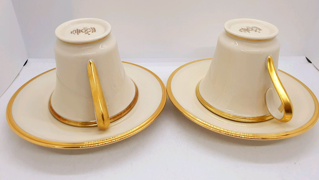 U.S.A레녹스이터널 24k골드림 찻잔 2조 일괄--5