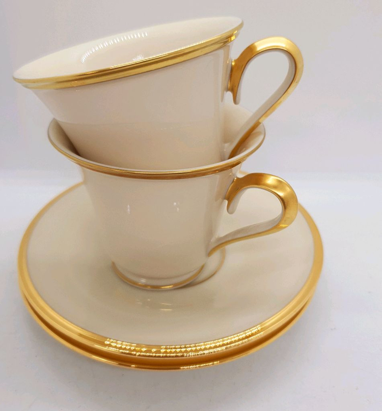 U.S.A레녹스이터널 24k골드림 찻잔 2조 일괄--3