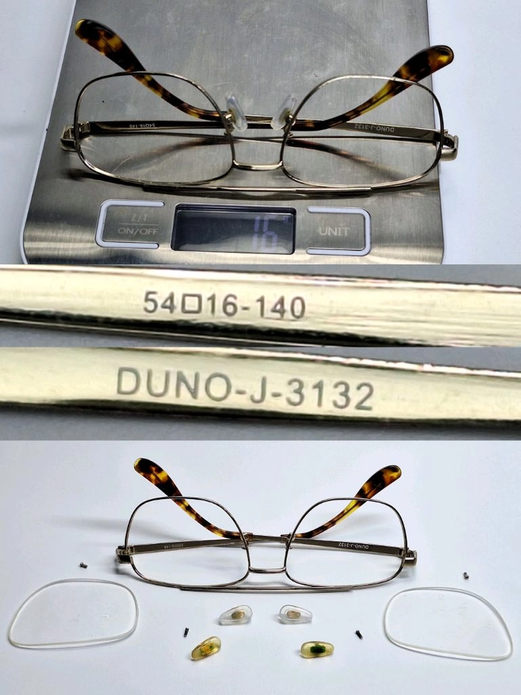 90s 일본 빈티지/DUNO J-3132 골드 투브릿지 에비에이터 안경테 54mm 클래식 레트로 수입 y2k 패션 이미지
