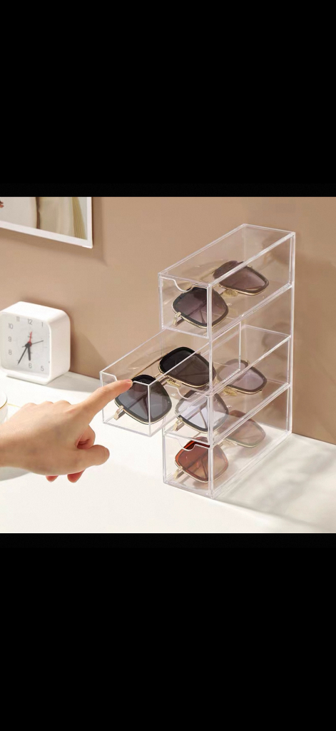 서랍식 안경 선글라스 마스킹테이프 문구류 4단 보관함 투명--2