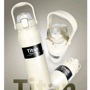 텀블러 물병 보온 보온병 보냉 보냉병 보온보냉 빨대 손잡이 원터치 뚜껑 대용량 1700ml 아이보리 스테인리스 스틸