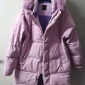 블랙야크 여우털 덕다운 밑단 탈착 하프 롱 패딩 165 라벤더 보라 오리털 폭스 점퍼 자켓 주니어 여성 44 55