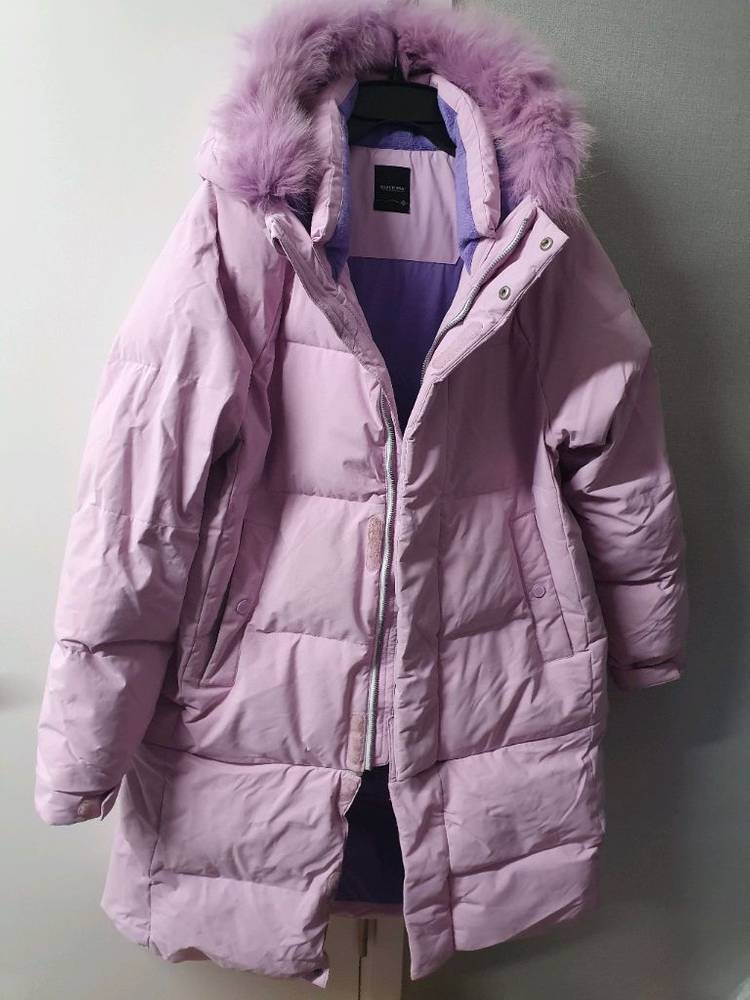 블랙야크 여우털 덕다운 밑단 탈착 하프 롱 패딩 165 라벤더 보라 오리털 폭스 점퍼 자켓 주니어 여성 44 55 이미지