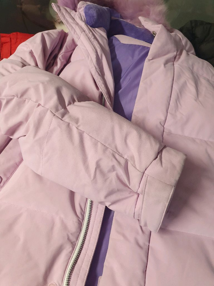 블랙야크 여우털 덕다운 밑단 탈착 하프 롱 패딩 165 라벤더 보라 오리털 폭스 점퍼 자켓 주니어 여성 44 55 이미지