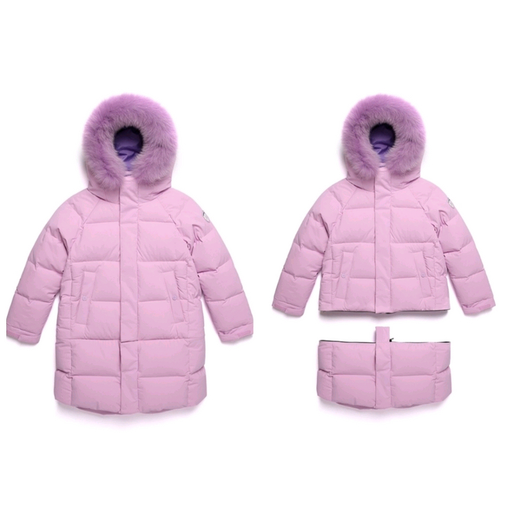 블랙야크 여우털 덕다운 밑단 탈착 하프 롱 패딩 165 라벤더 보라 오리털 폭스 점퍼 자켓 주니어 여성 44 55 이미지