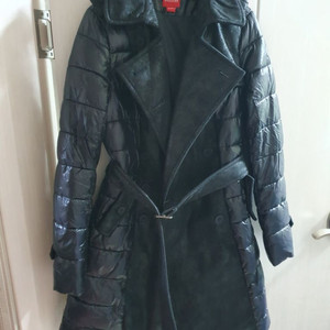 MIIM 허리 벨트 유광 패딩 더블 롱자켓 55 코트