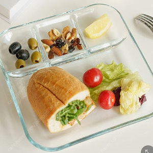 글라스락 접시 투명 글라스 트레이 나눔접시 2인 세트 #새상품# 이미지