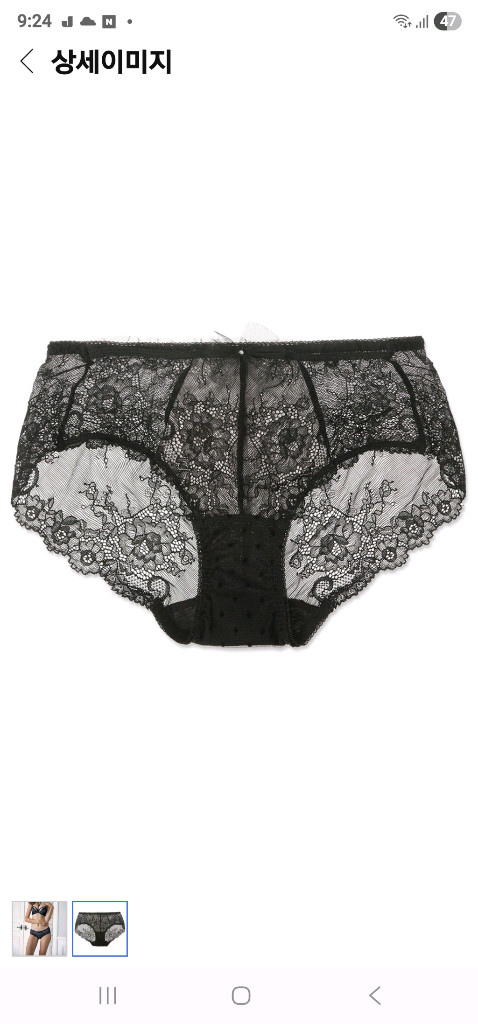 에블린 블랙 큐빅 레이스 시스루 팬티 90S 이미지