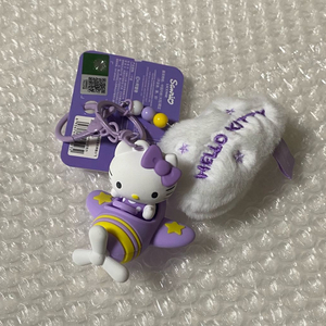 산리오 헬로키티 피규어 비행기+구름 키링(보라) 이미지