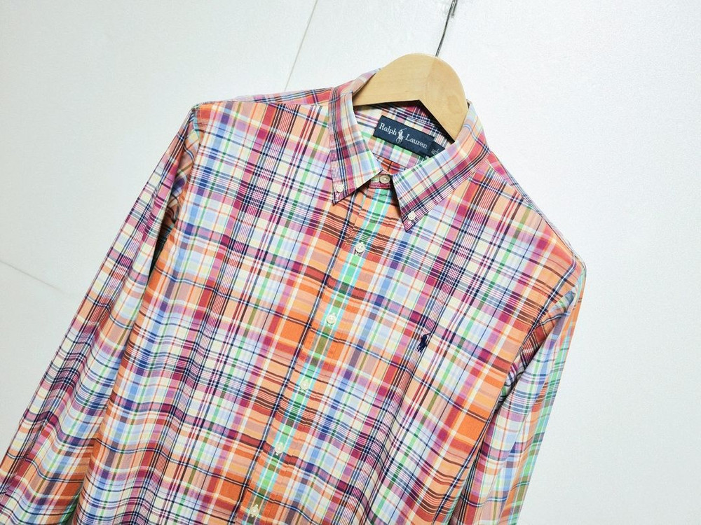 남성 폴로 랄프로렌 POLO 멀티컬러 타탄 체크 패턴 긴팔 남방 셔츠--1