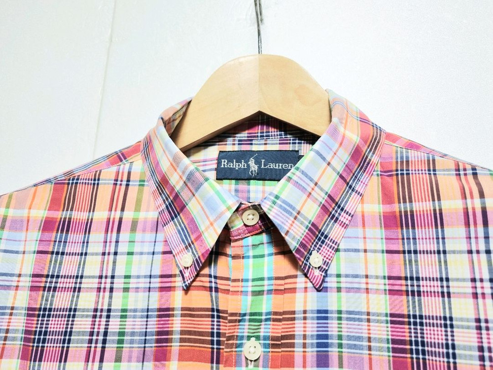 남성 폴로 랄프로렌 POLO 멀티컬러 타탄 체크 패턴 긴팔 남방 셔츠--4