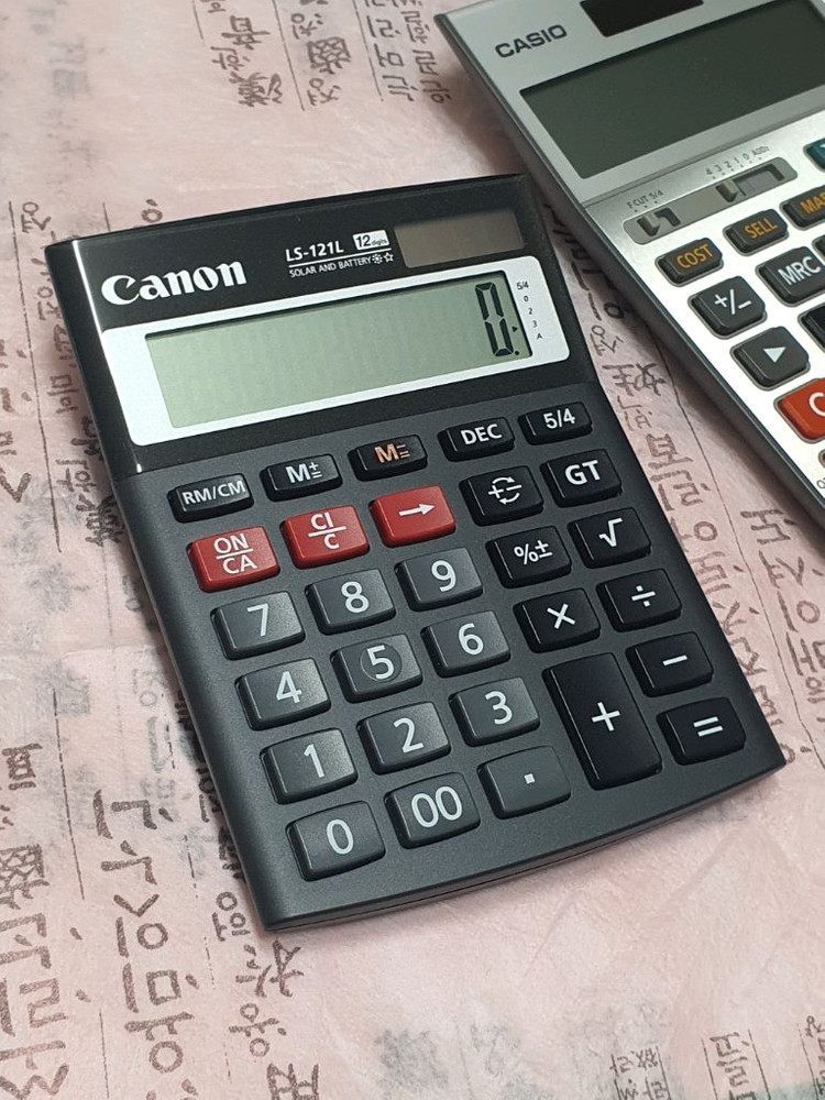 계산기 2개 카시오 캐논 이미지