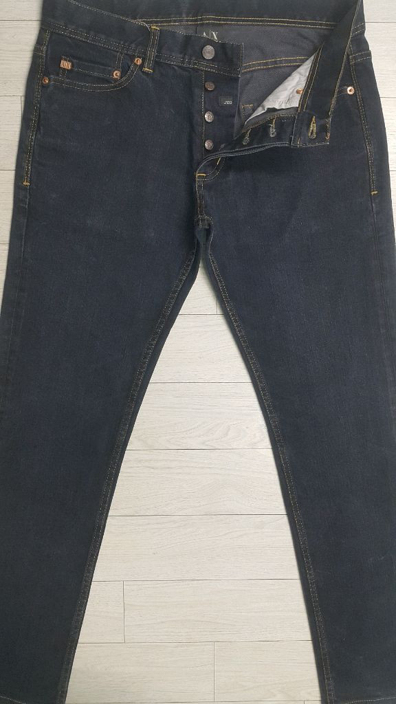 [A/X]아르마니 정품(사방스판) 가죽패치 금장대님 33인치(No.73)S급!--1