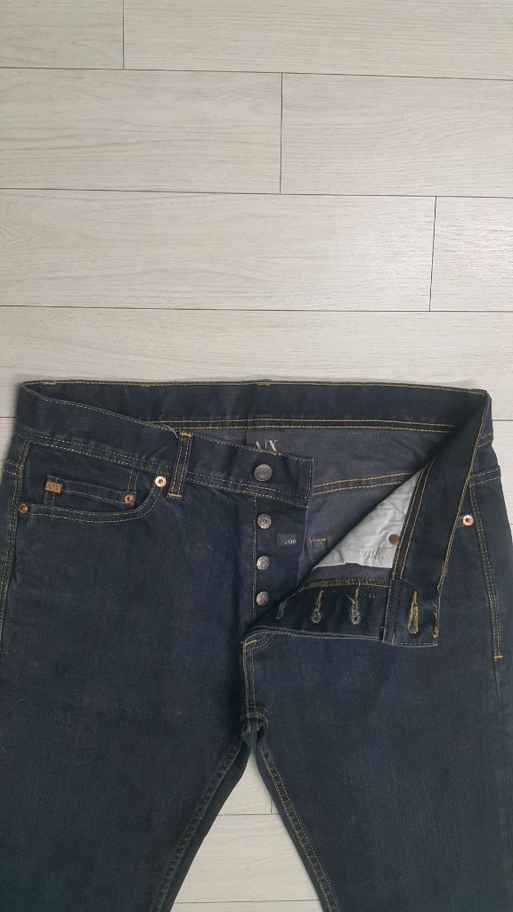 [A/X]아르마니 정품(사방스판) 가죽패치 금장대님 33인치(No.73)S급!--3