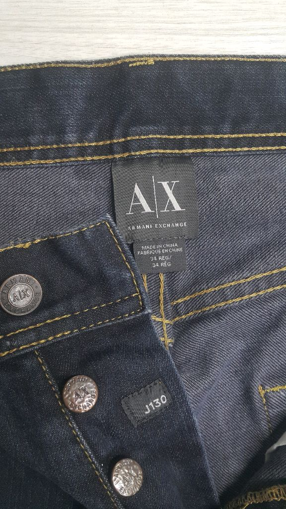 [A/X]아르마니 정품(사방스판) 가죽패치 금장대님 33인치(No.73)S급!--4