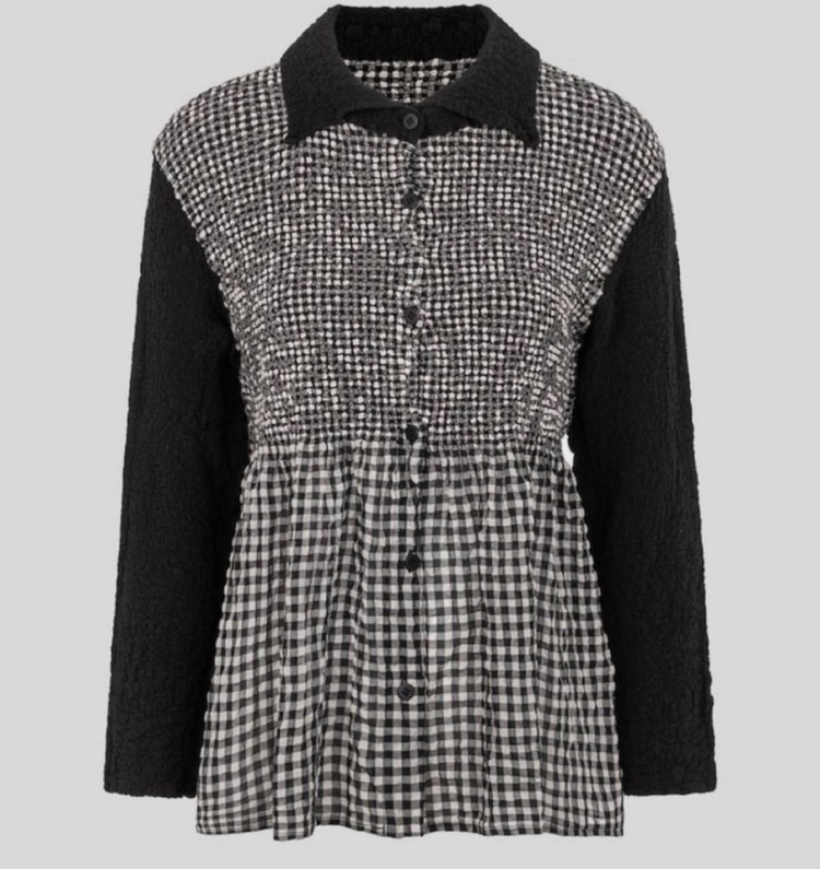 이세이미야케 미 깅엄체크 컬리 플라워 가디건 (새상품)--0