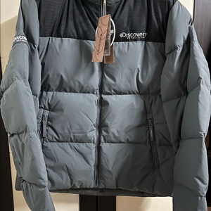 디스커버리 반슬리 숏패딩 패턴그레이색 100사이즈 팝니다