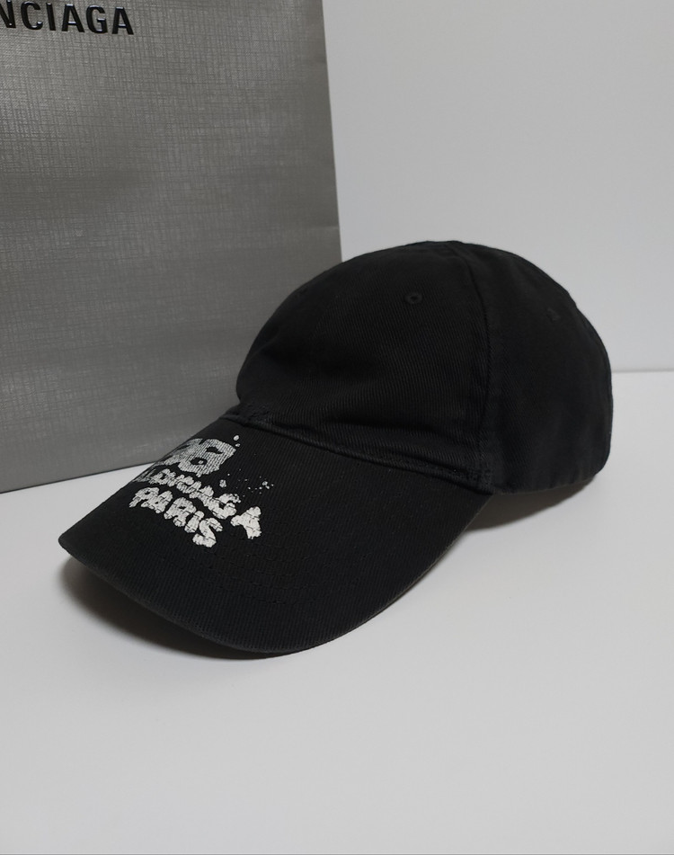 M 발렌시아가 블랙 더티 파리스 볼캡 모자 723771 410B2--0