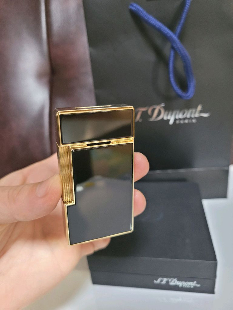 [새상품급] 듀퐁라이터 신형 ca025002 비기 블랙 래커 금장 터보 듀퐁 라이타--3