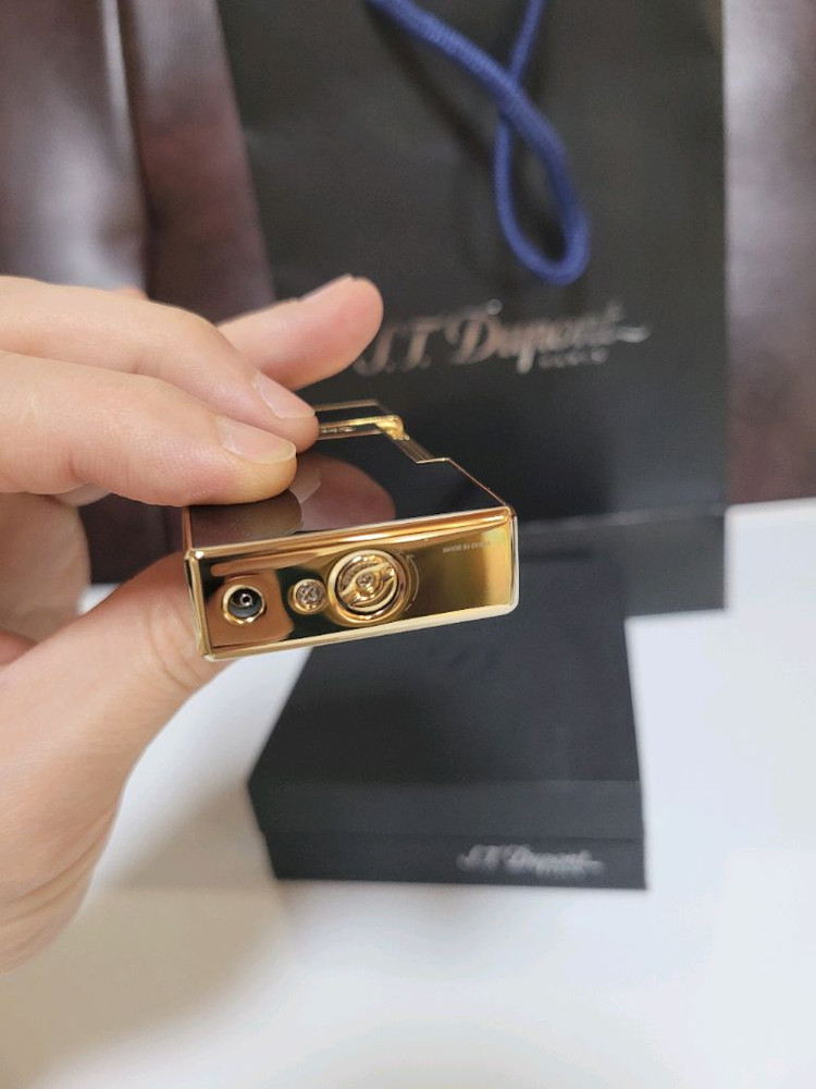 [새상품급] 듀퐁라이터 신형 ca025002 비기 블랙 래커 금장 터보 듀퐁 라이타--8