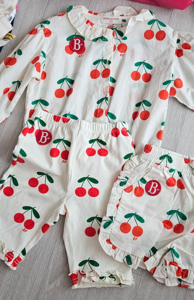 베베드피노 체리 블라우스+하의2개 100 일괄--1