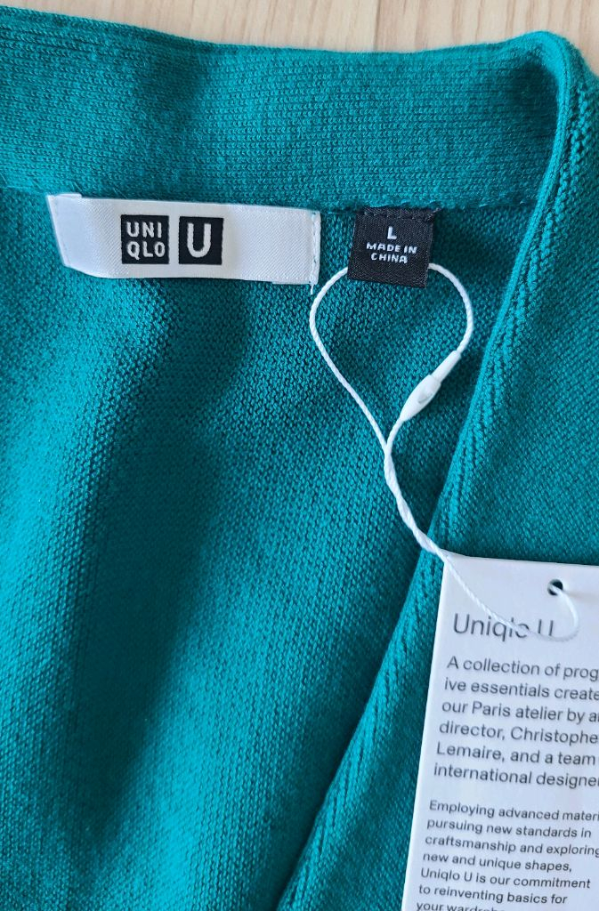 유니클로 U 코튼블렌드 V넥 가디건 그린 L사이즈 새제품--1