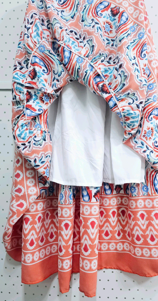 티어드 롱스커트 프린트 밴딩스커트--3