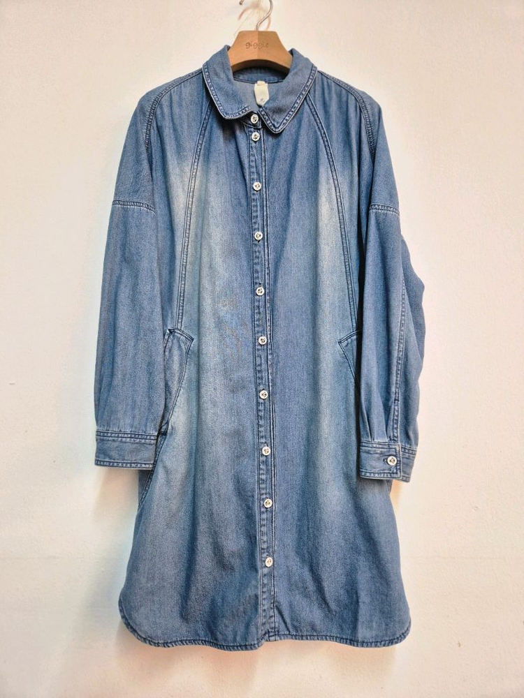 오즈세컨 데님 롱 셔츠겸 원피스--6