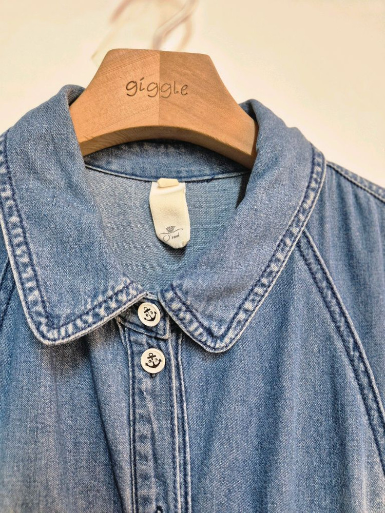 오즈세컨 데님 롱 셔츠겸 원피스--3