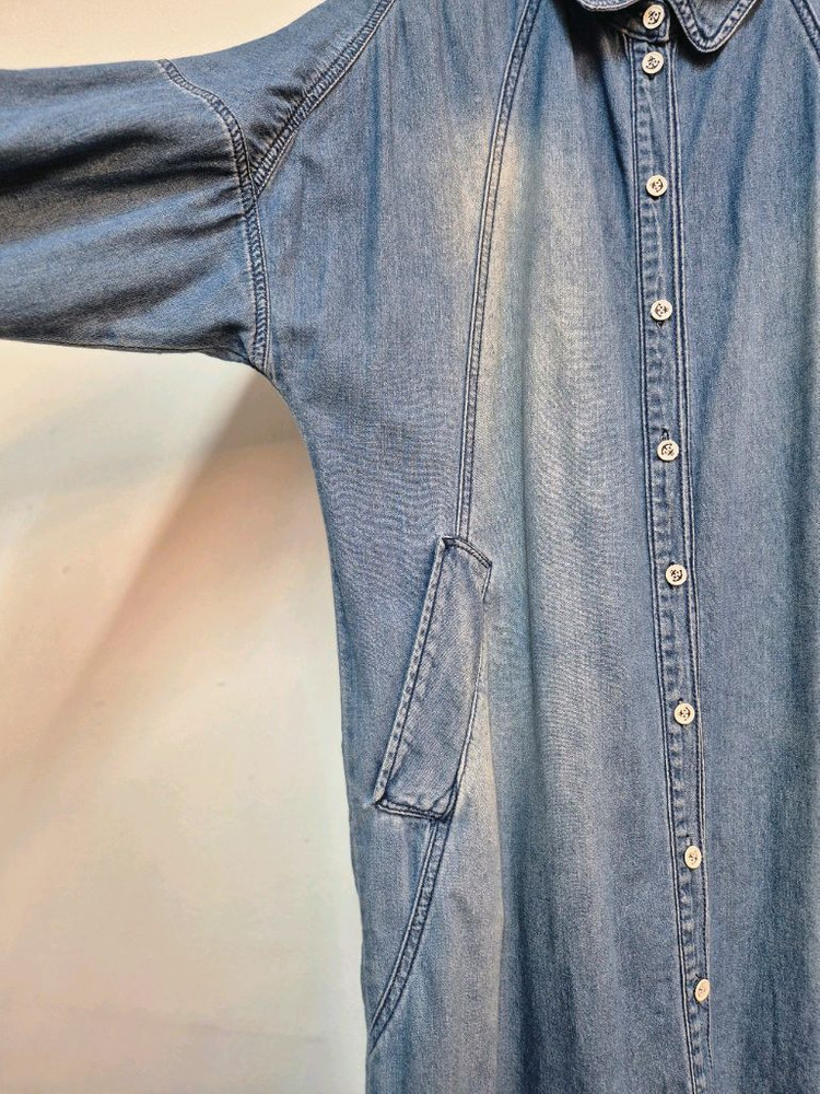 오즈세컨 데님 롱 셔츠겸 원피스--4