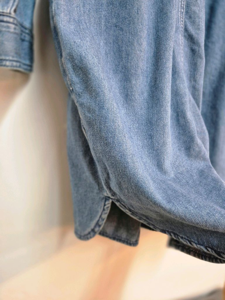 오즈세컨 데님 롱 셔츠겸 원피스--5