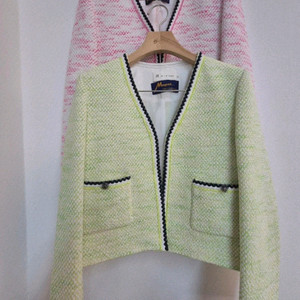 새제품)잇미샤 트위드 자켓 S 라임