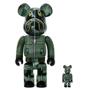 베어브릭 <BAPE 베이프 카모샤크X 알파인더스트리 ALPHA> 400% 100% 세트 이미지