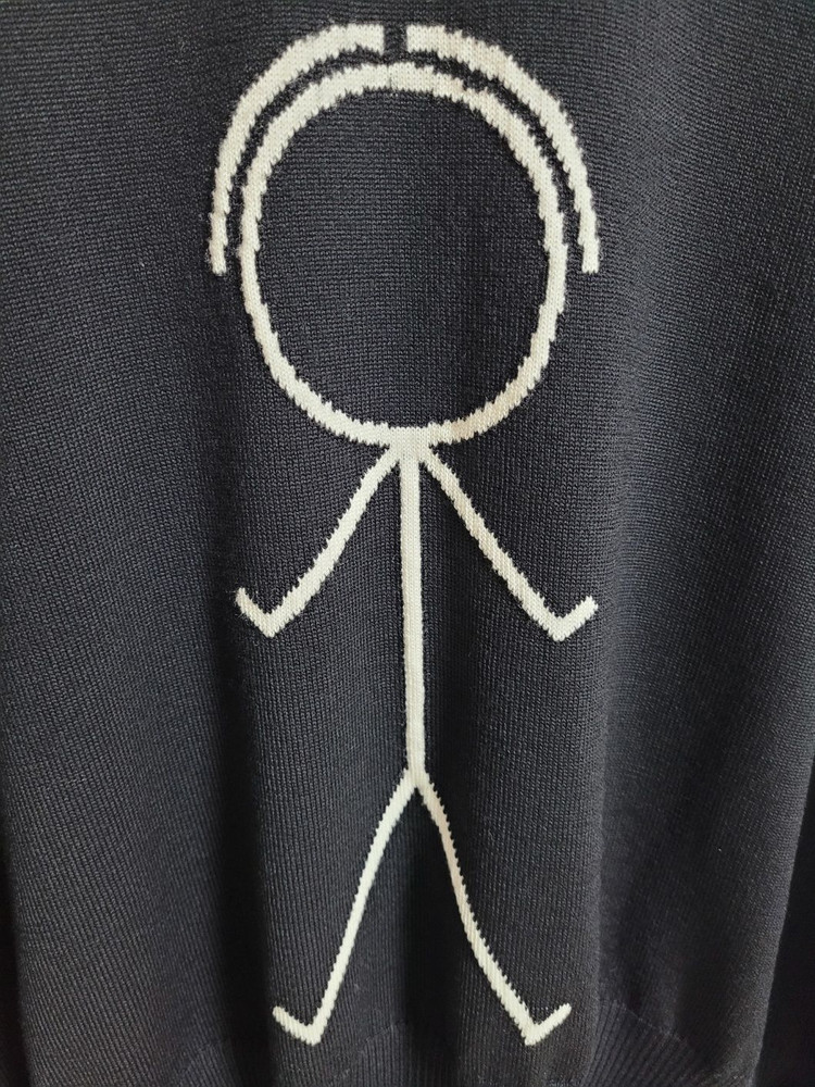 톰브라운 블랙 인타르시아 사선완장 울 니트 4 MKA380A--2