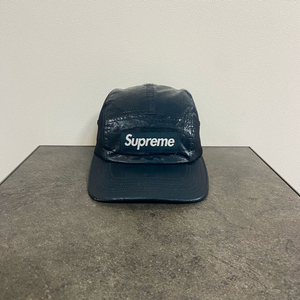 (OS) 슈프림 박스로고 캠프캡 모자 코티드 린넨 블루리쉬