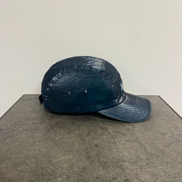 (OS) 슈프림 박스로고 캠프캡 모자 코티드 린넨 블루리쉬--1