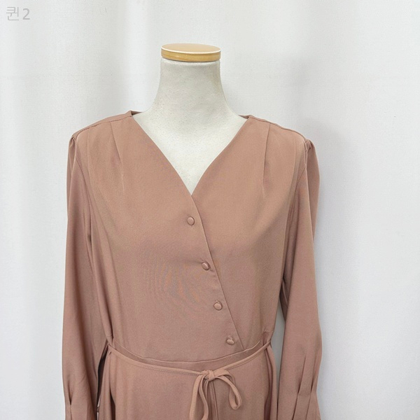 리리앤코 여자 브이넥 긴팔 봄 원피스 2 (66-77추천) 이미지