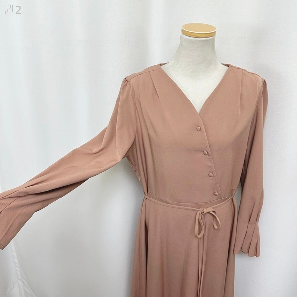 리리앤코 여자 브이넥 긴팔 봄 원피스 2 (66-77추천) 이미지