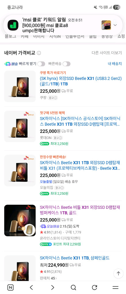 sk하이닉스 beetle x31 1tb nvme ssd--1